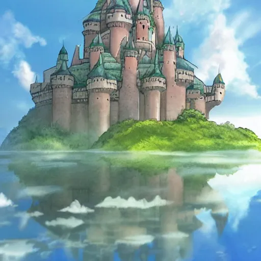 Image similar to castle floating in the clouds by studio ghibli, ultra detailed, detailed, 8 k