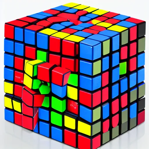 Image similar to studio photography of an unsolved rubik's cube, 8 k, 4 k uhd, realistic, hyper realistic, super detailed, very detailed, detailed