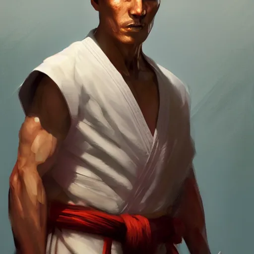 Prompt: A matte oil on canvas portrait of a male martial artist monk by greg rutkowski and artgerm, trending on artstation, dungeons and dragons art