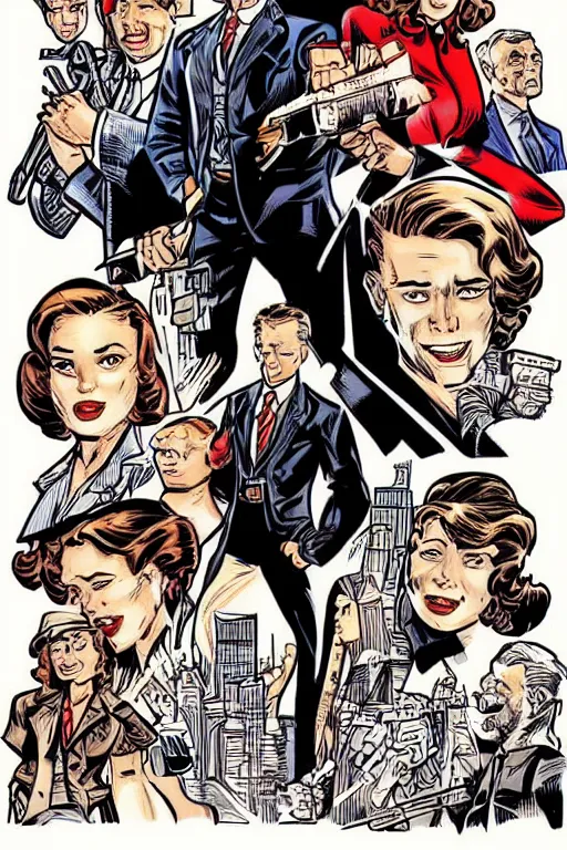 Prompt: Agent carter illustration concept art in the style of Arthur Adams