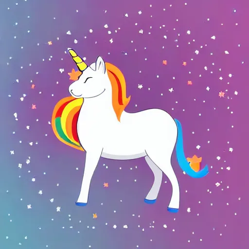 Image similar to a simplified vector based illustration about a very cuteunicorn cat, style of Akira motion movie, space colors, smooth and clean vector curves, no jagged lines, vinyl cut ready