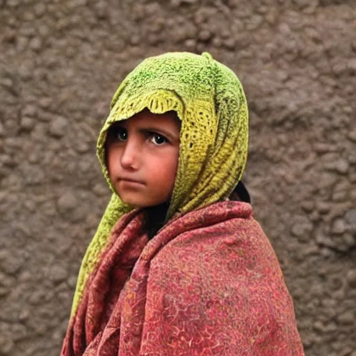 Prompt: national geographic afghan girl