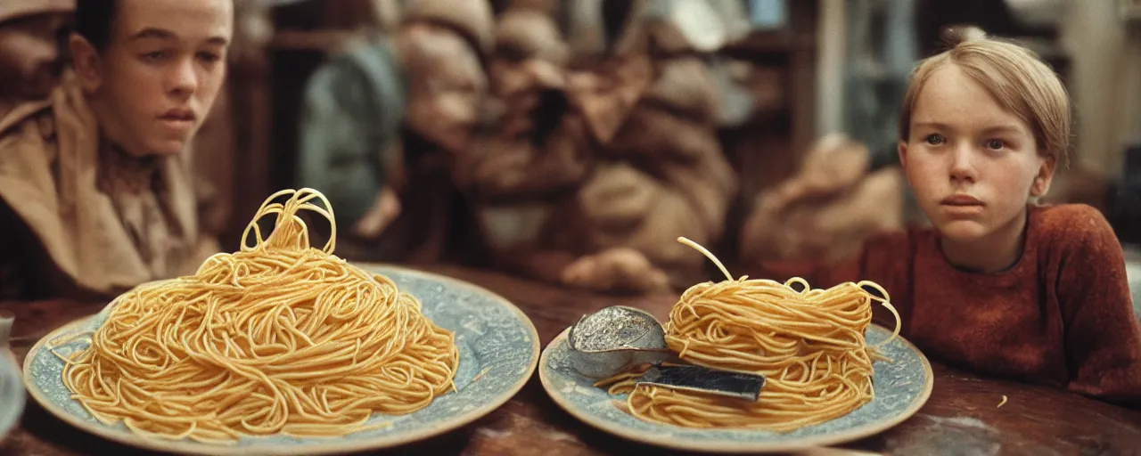 Image similar to the scientific revolution, spaghetti inspiration, aesthetic!!, small details, facial expression, intricate, canon 5 0 mm, wes anderson film, kodachrome, retro