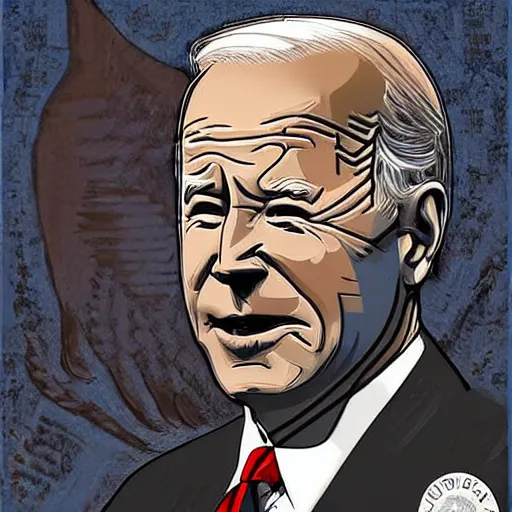 Image similar to : president biden wearing occulas, digital art, illustration, art station