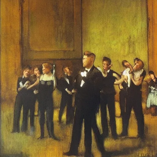 Prompt: westlife on stage art by degas