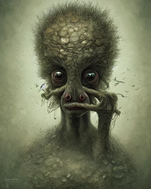 Image similar to a painting of a strange creature by anton semenov and dariusz zawadzki