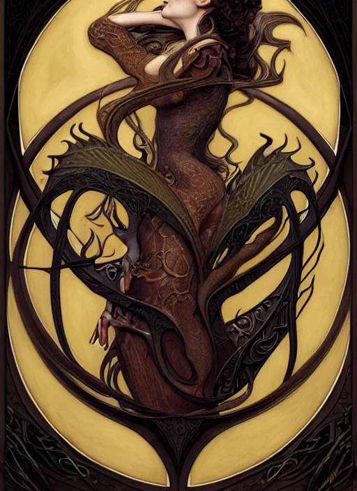 Image similar to an art nouveau, dragon portrait in the style of charlie bowater, and in the style of donato giancola, and in the style of charles dulac. very large, clear, expressive, intelligent eyes. symmetrical, centered, ultrasharp focus, dramatic lighting, photorealistic digital painting, intricate ultra detailed background.