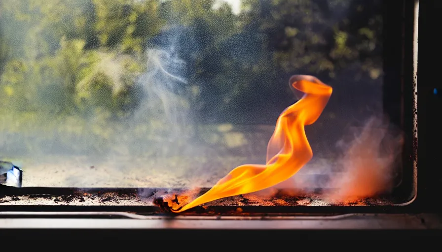 Prompt: a photo of a smoke coming out of my oven sitting next to my kitchen window, my roast is ruined, color photography, high quality, volumetric light, beautiful, 4 k