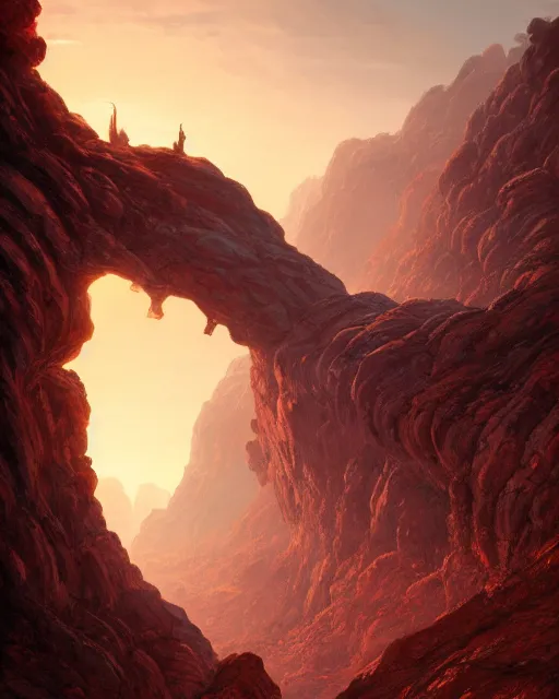 Image similar to double sunrising in the valley of fire, terrifying, environment art, fantasy art, landscape art, in the style of greg rutkowski, illustration, epic, fantasy, intricate, hyper detailed, artstation, concept art, smooth, sharp focus, ray tracing