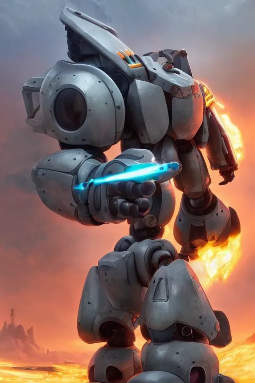 Image similar to mechwarrior 5 : mercenaries mech megaman transformer robot boss tank engine game octane render, 4 k, hd 2 0 2 2 3 d cgi rtx hdr style chrome reflexion glow fanart, global illumination ray tracing hdr fanart arstation by ian pesty by jesper ejsing pixar and disney unreal zbrush central hardmesh