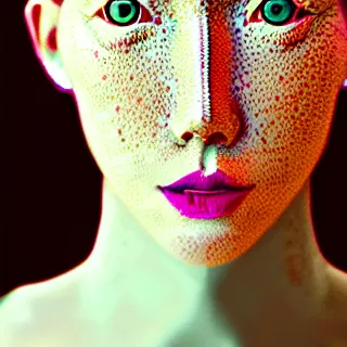 Image similar to portrait of a redheaded short hair woman with freckles. intricate abstract. intricate artwork. by Tooth Wu, wlop, beeple, dan mumford. octane render, trending on artstation, greg rutkowski very coherent symmetrical artwork. cinematic, hyper realism, high detail, octane render, 8k, chrome accents