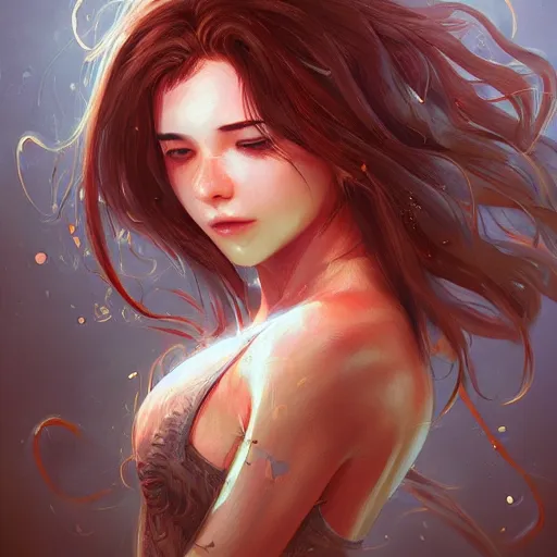 Image similar to Libromancer Fireburst, heroine, beautiful, playful smile, detailed portrait, intricate complexity, in the style of Artgerm, Kazuki Tanahashi, and WLOP, quixel megascan