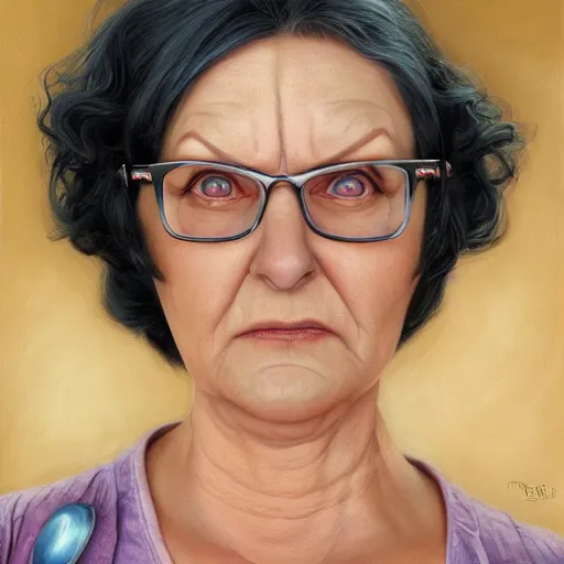 Image similar to beautiful hyperrealistic detailed matte portrait painting of linda belcher, by andreas rocha and john howe, and martin johnson