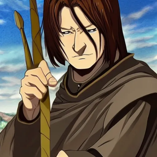 Image similar to boromir in an anime world, incredibly detailed, ultra realistic