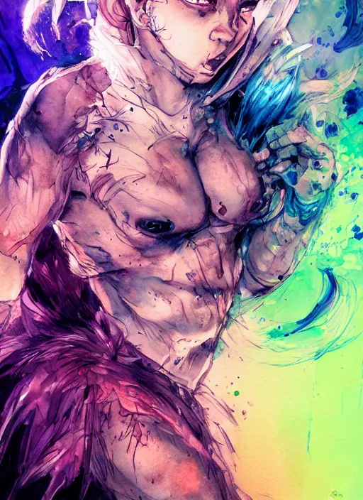 Image similar to portrait, A violent and angry Carebear, watercolor, dramatic lighting, cinematic, establishing shot, extremly high detail, foto realistic, cinematic lighting, pen and ink, intricate line drawings, by Yoshitaka Amano, Ruan Jia, Kentaro Miura, Artgerm, post processed, concept art, artstation, matte painting, style by eddie mendoza, raphael lacoste, alex ross