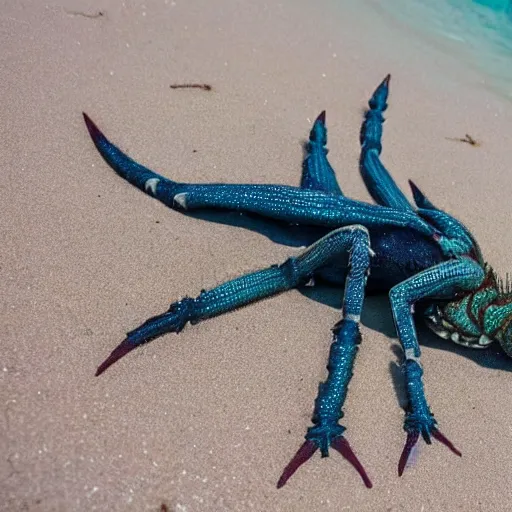 Prompt: a vortigaunt hanging out on a beach in the caribbean