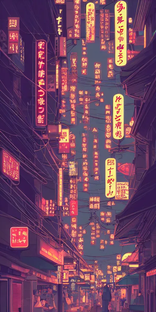 Image similar to symmetry!!! kabukicho, rainy night, neon lights, by cory loftis, makoto shinkai, hasui kawase, james gilleard, beautiful, serene, peaceful, golden curve composition