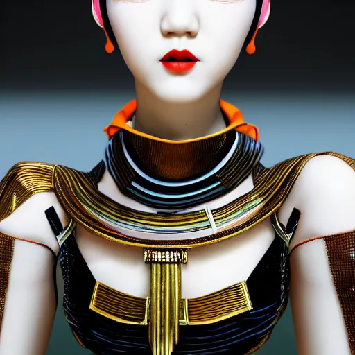 Image similar to japanese inspired avant-garde art, deco fashion, highly detailed, photorealistic portrait, bright studio setting, studio lighting, crisp quality and light reflections, unreal engine 5 quality render