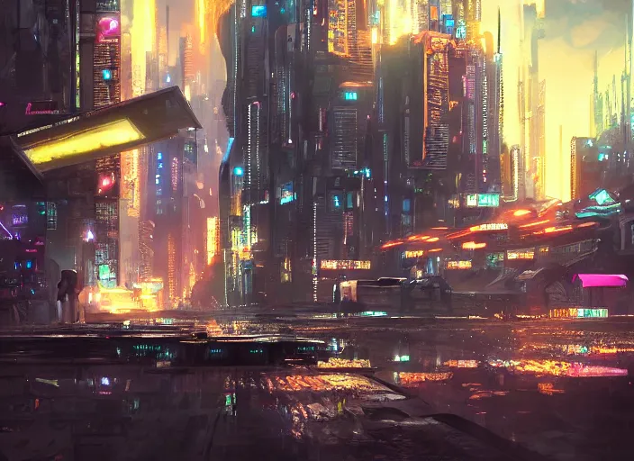 Image similar to meteorite hitting a cyberpunk city at night by wlop, key visual, high detail, digital art