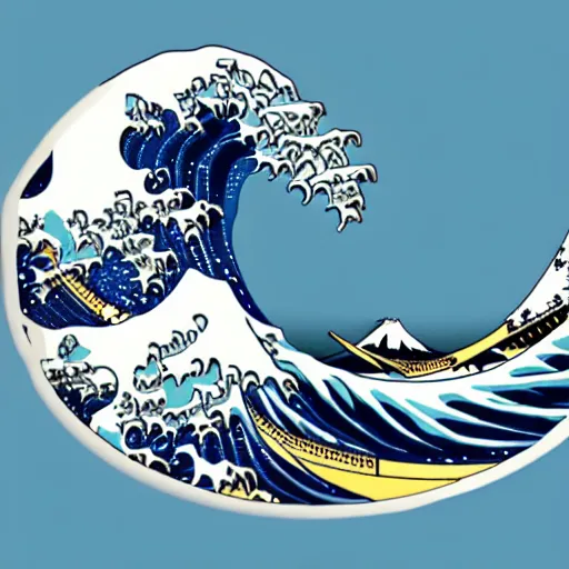 Image similar to the great wave as a sticker - art, svg vector, adobe - illustrator