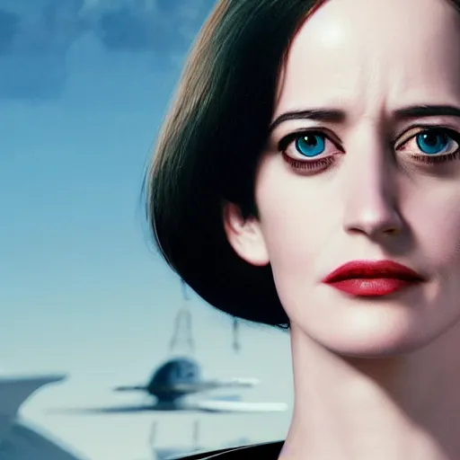 Prompt: a portrait of 3 0 year old eva green as a star fleet officer from star trek next generation, ultra rendered, extreme realism and detail, 8 k, highly detailed, realistic, completely framed, hyper realistic, colorful, direct lighting, 3 5 mm photo, photorealistic, sharp focus