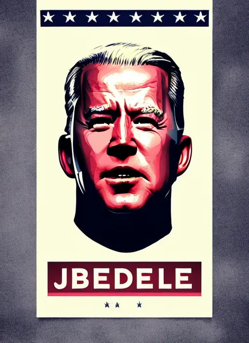 Prompt: biden, channing tatum portray united states president joe biden, minimalist movie poster, theatrical poster, fan art, digital art, trending on artstation