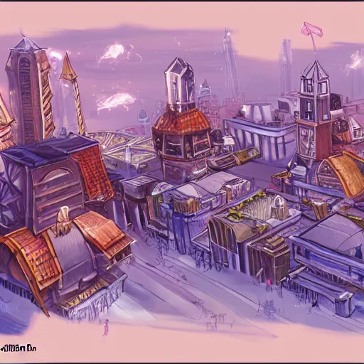 Image similar to concept art of a rpg city