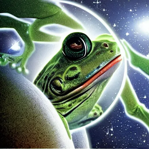 Image similar to reverse engineering frog in space