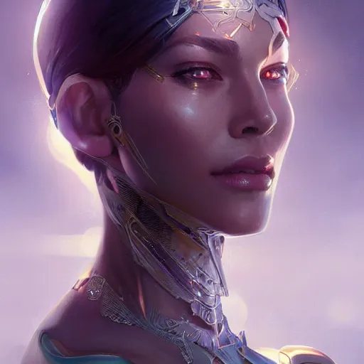 Prompt: cyborg princess of the light, fantasy, intricate, elegant, highly detailed, digital painting, artstation, concept art, smooth, sharp focus, illustration, by artgerm and greg rutkowski