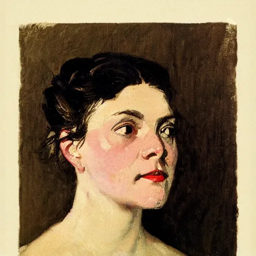 Prompt: Female Portrait, by Homer Winslow.