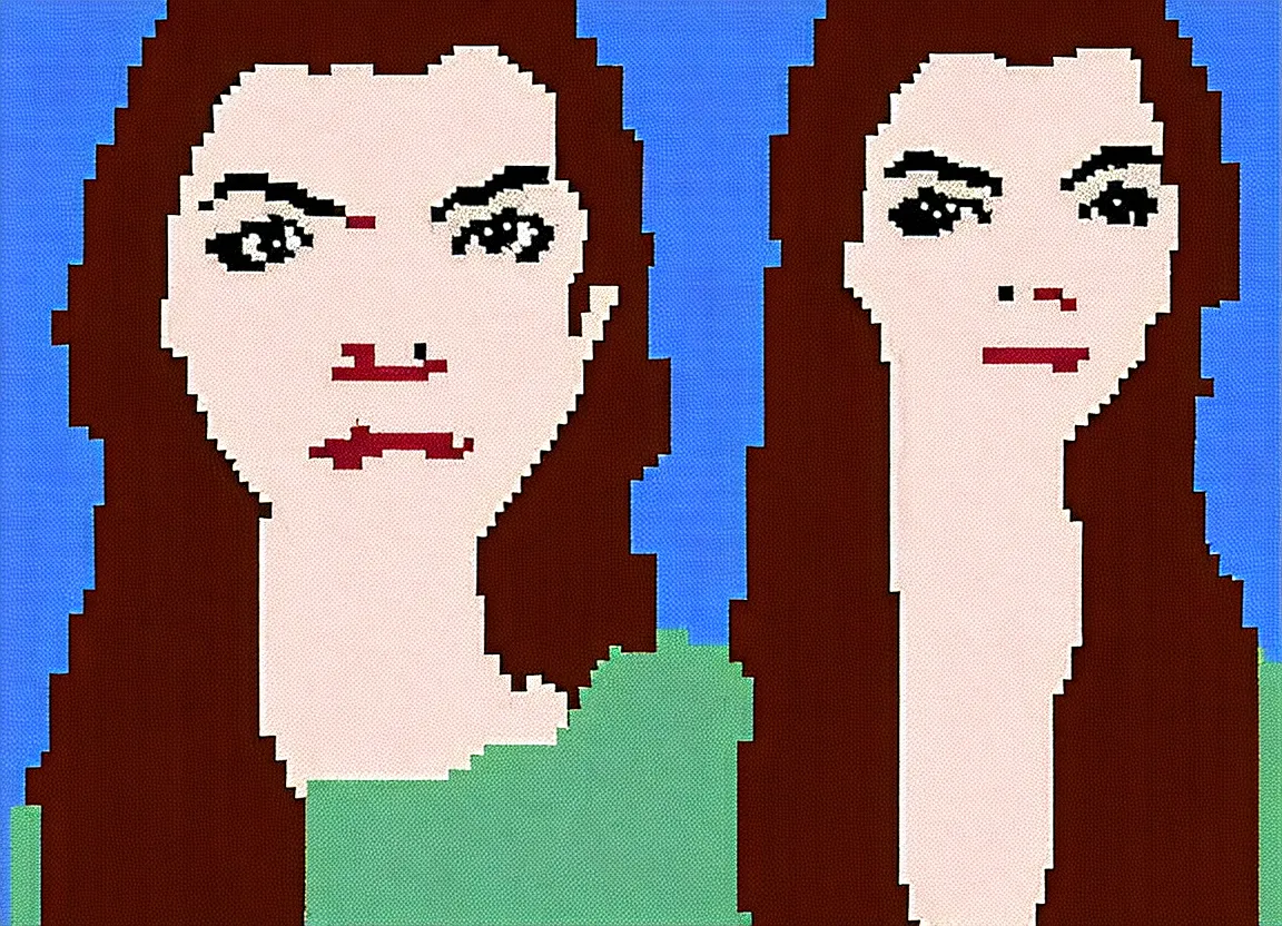 Image similar to pixel art portrait of anya taylor joy