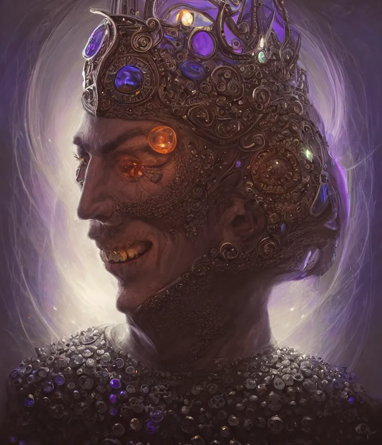 Image similar to front!!! shot of a court jester!!! character, hyperdimensional, bioluminescent hypercubes, dark holography!!!, spectral, chrome, (((intricate))), elegant, highly detailed, centered, (((artstation, concept art, smooth, sharp focus, artgerm, Tomasz Alen Kopera, Peter Mohrbacher, donato giancola, Joseph Christian Leyendecker, WLOP, Boris Vallejo))), mugshot!!!!!, ugly!!!!!!, octane render, nvidia raytracing demo, octane render, nvidia raytracing demo, octane render, nvidia raytracing demo, grainy, muted, 8K, digitalblasphemy, metatron