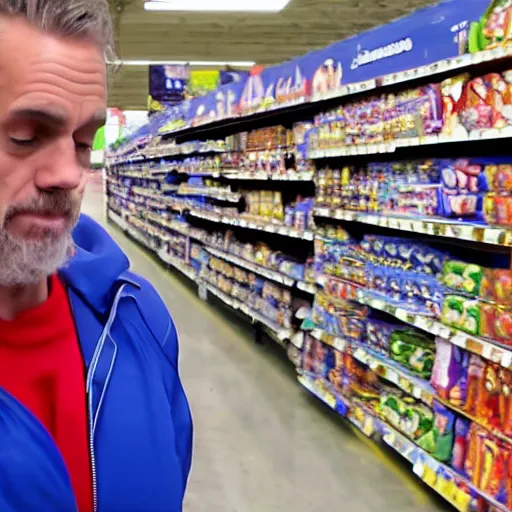 Image similar to jordan peterson crying in walmart