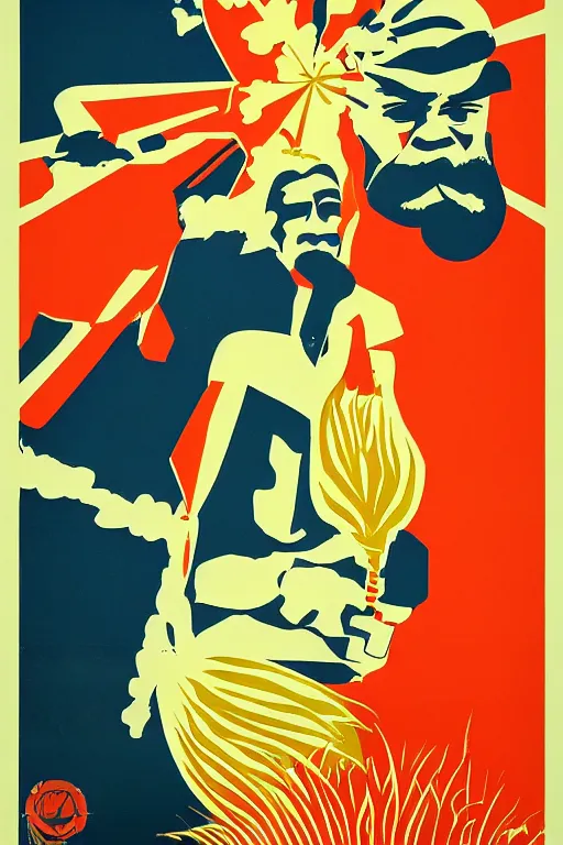 Image similar to sovietwave propaganda poster about the dangers of corn, minimalist, silkscreen, graphic design, russian text