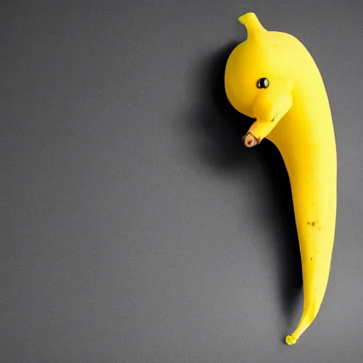 Image similar to an antropomorphic banana wearing a business suit