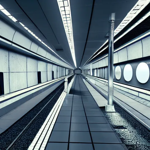 Image similar to an underground metro with a view on space,3d render, realistic, highly detailed, artwork, cinematic, hyper realistic