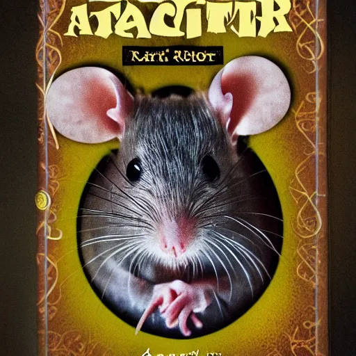 Prompt: rat as harry potter book cover photography masterpiece