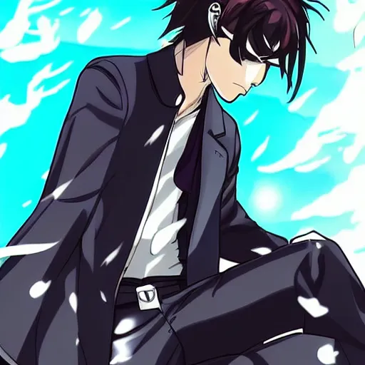 kazuma from s - cry - ed in an action webtoon looking, Stable Diffusion
