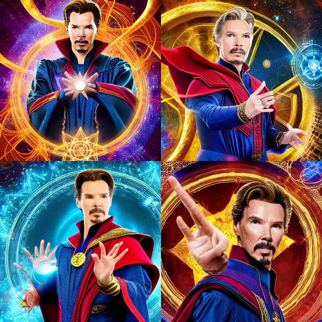 Prompt: astrologer walter mercado as doctor strange in the multiverse of madness, sorcerer supreme, tropical iconography, casting spells and quantum enchantments