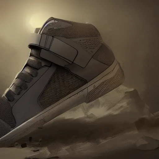 Image similar to Humanity's final sneakers design, matte painting, ultra high detail, trending on artstation