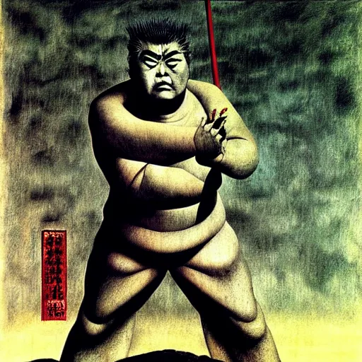 Image similar to zatoichi by otto dix, junji ito, hr ginger, jan svankmeyer, beksinski, claymation, hyperrealistic, aesthetic, masterpiece