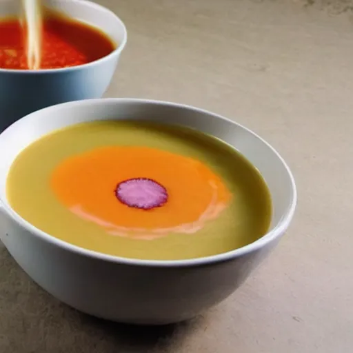 Image similar to bowl of soup that is a portal to another dimension