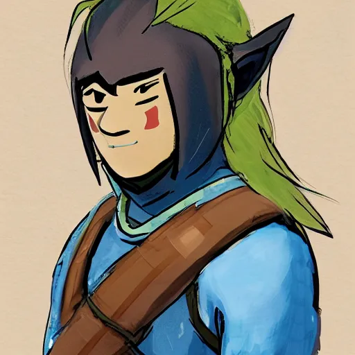 Image similar to portrait of someone from the yiga clan from the legend of zelda breath of the wild, breath of the wild art style.