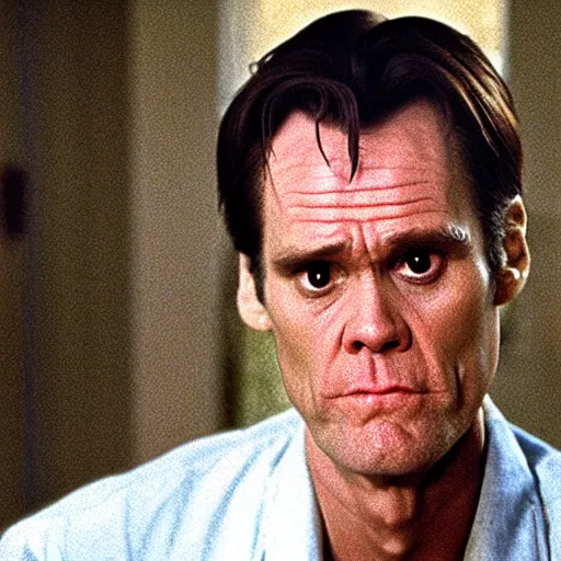 Image similar to Jim Carrey as Norman Bates in the movie Psycho movie still