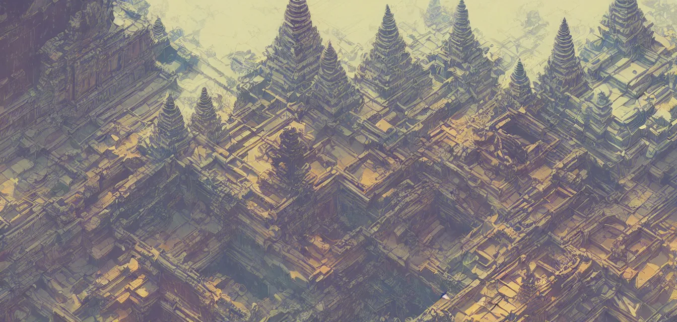 Prompt: futuristic digital illustration of angkor wat, makoto shinkai, james jean, victo ngai