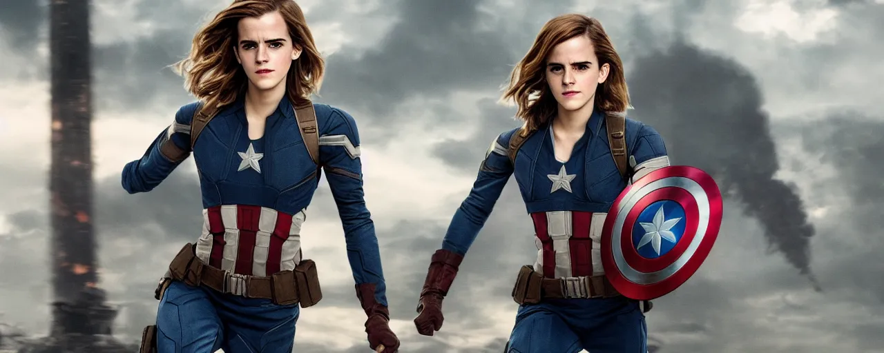 Image similar to Emma Watson as Captain America