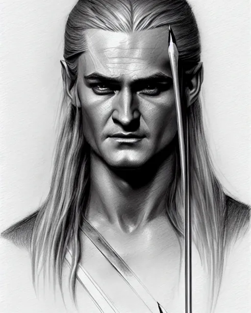 Image similar to legolas | | pencil sketch, realistic shaded, fine details, realistic shaded lighting poster by greg rutkowski, magali villeneuve, artgerm, jeremy lipkin and michael garmash and rob rey