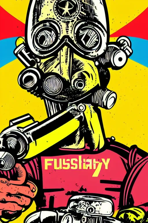 Image similar to fallout 7 6 retro futurist illustration art by butcher billy, sticker, colorful, illustration, highly detailed, simple, smooth and clean vector curves, no jagged lines, vector art, smooth andy warhol style