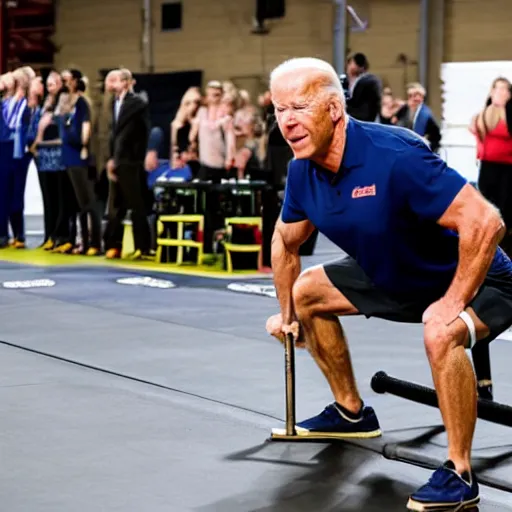 Prompt: muscular Biden Deadlifting