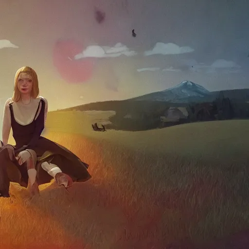 Prompt: Elle Fanning in the painted world of Life is Strange, head and shoulders masterpiece, apocalypse, golden hour, cosmic horror, artstation, in the style of Andrew Wyeth and Edward Hopper and Bosch, extremely detailed